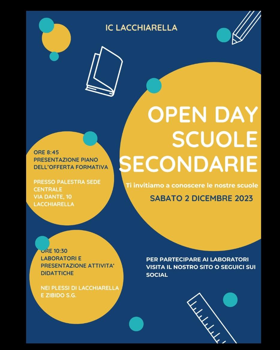 Open day scuole secondarie di Lacchiarella e Zibido