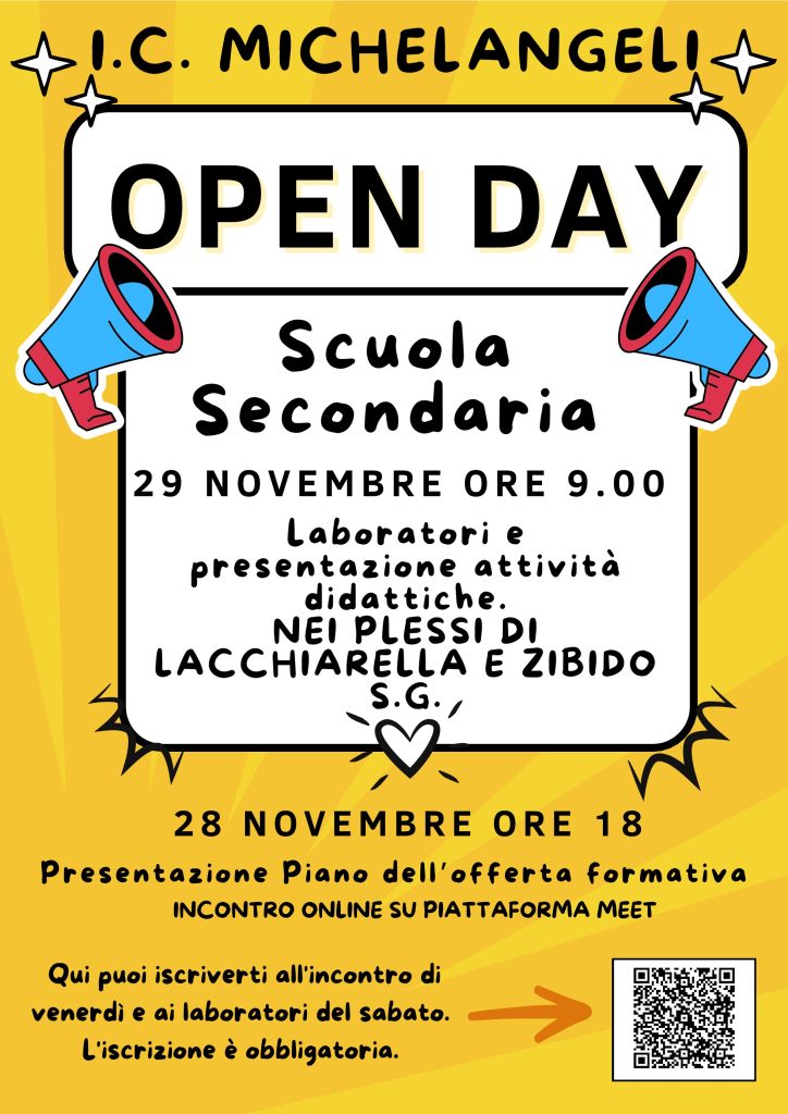 Open Day scuola secondaria - 29 novembre 2025 ore 9.00